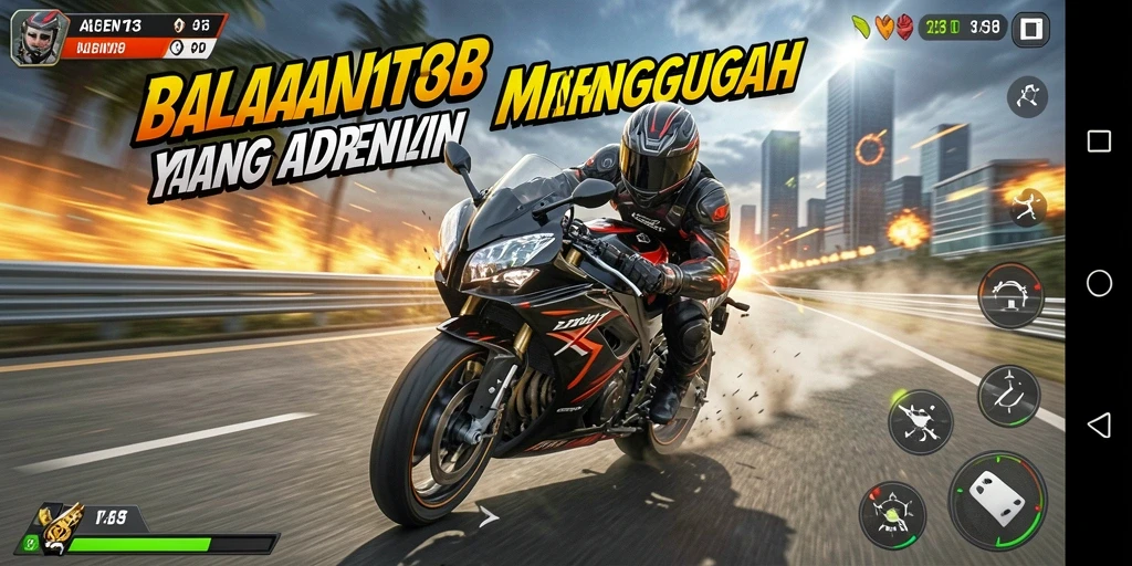 Tampilan gameplay balap motor yang seru dan menarik.