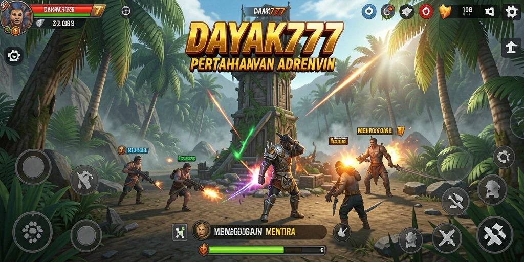 Tampilan aksi seru dalam game Tower Defense DAYAK777.
