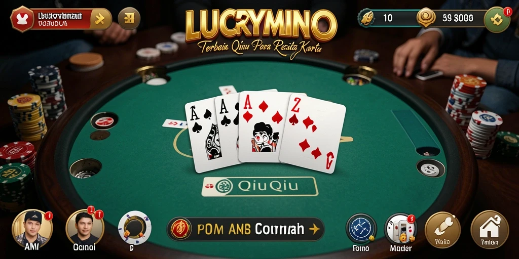 Tampilan gameplay menarik dari LUCKYMINO dengan kartu QiuQiu.