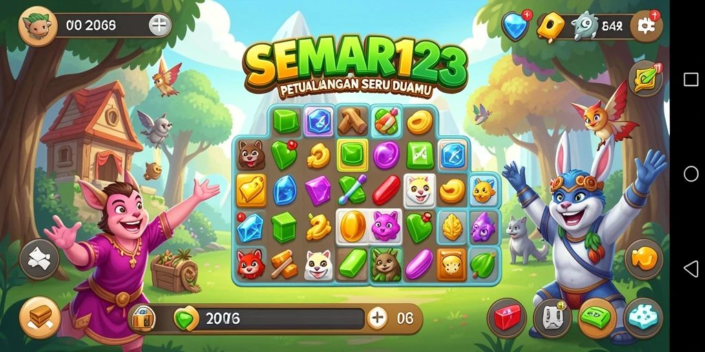 Tangkapan layar gameplay SEMAR123 dengan aksi Match-3 yang seru.
