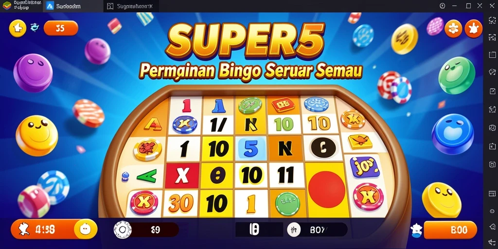 Tampilan gameplay seru dari SUPER5 dengan suasana Bingo yang hidup.